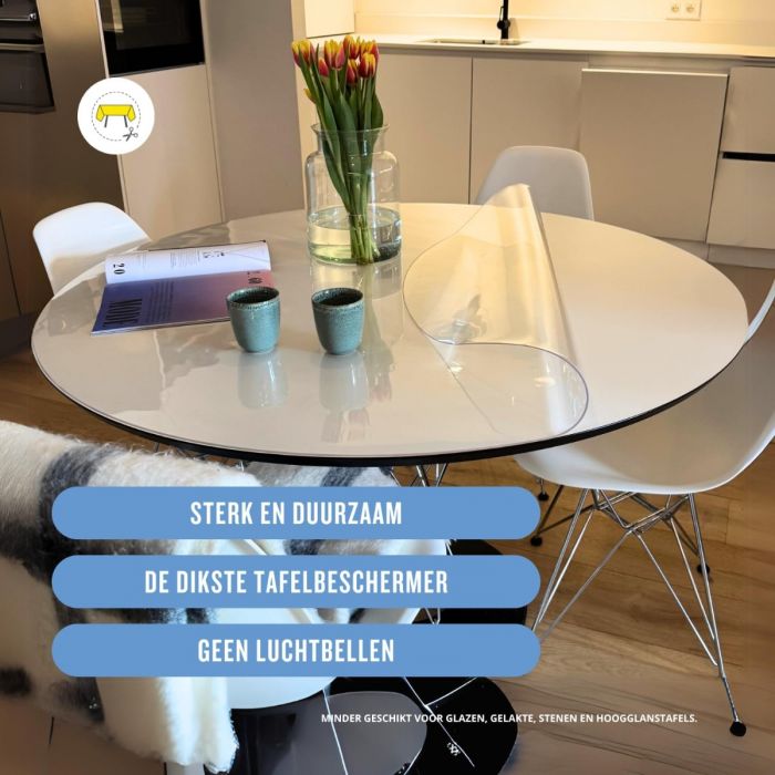 Transparant PVC rond tafelkleed 120 cm 2 mm dik plastic