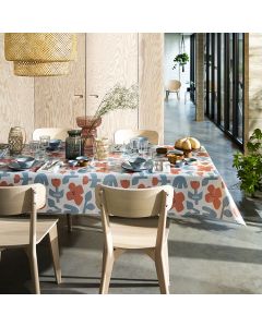 tafelzeil met bloemen-vrolijk-oranje-blauw